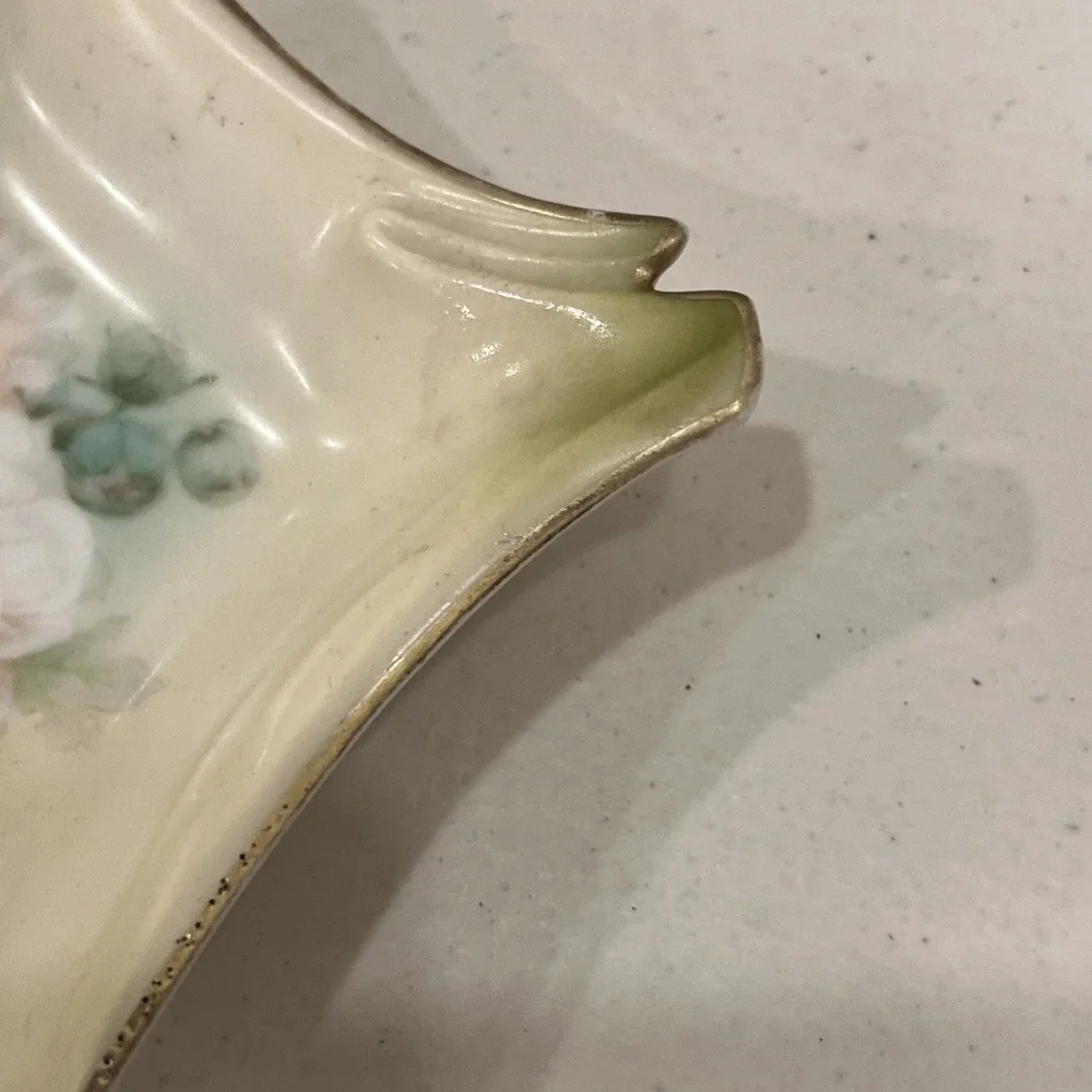 Antique RS GERMANY Odd Corners Shallow Bowl or Nut Dish, Handpainted CARNATIONS